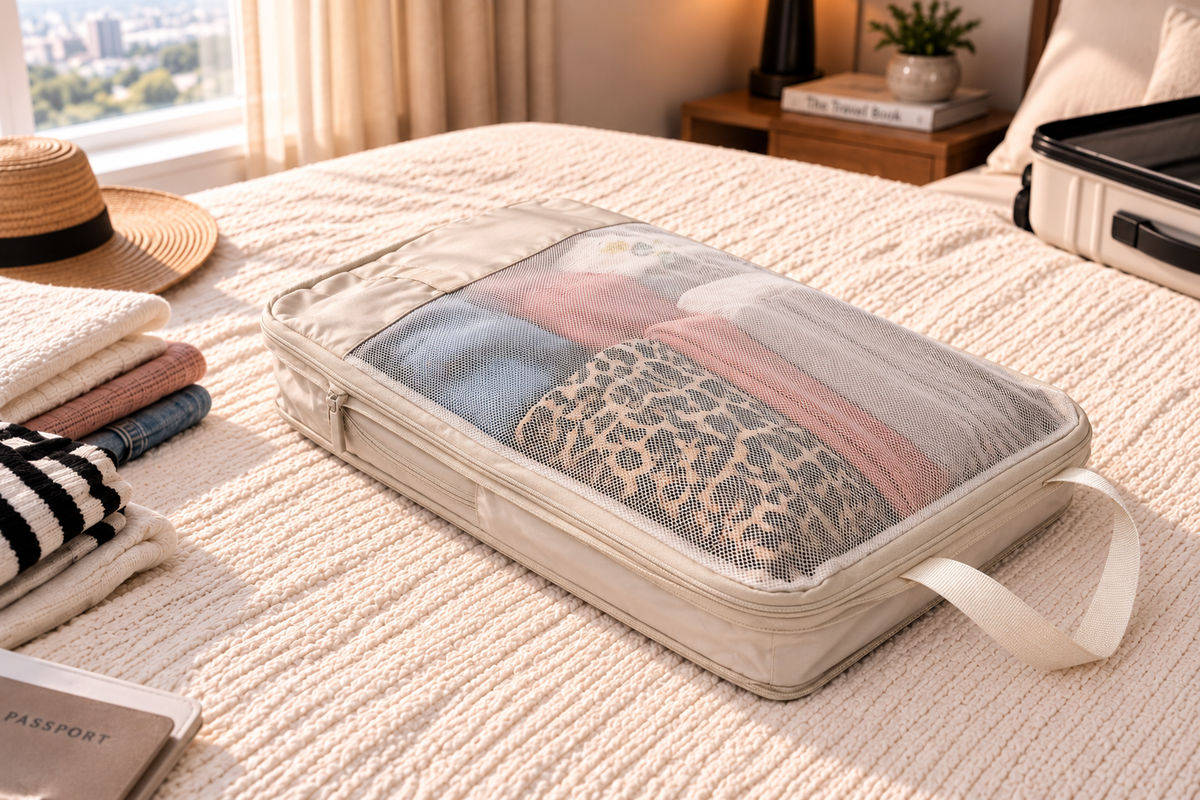 FOOIKOS compression packing organizer in compressed state
